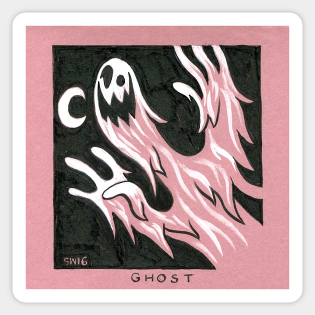 Retro Ghost Sticker by washburnillustration